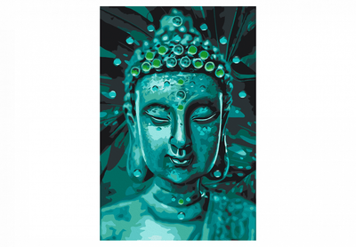 Kanva uz audekla "izkrāso pēc cipariem" - Emerald Buddha 40x60 cm Artgeist