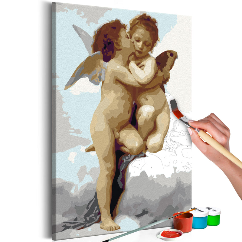 Kanva uz audekla "izkrāso pēc cipariem" - Eņģeļi (Mīlestība) 40x60 cm Artgeist