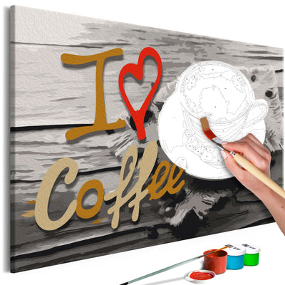 Kanva uz audekla "izkrāso pēc cipariem" - Es mīlu kafiju 60x40 cm Artgeist