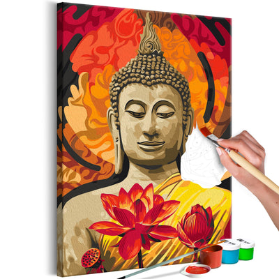 Kanva uz audekla "izkrāso pēc cipariem" - Fiery Buddha 40x60 cm Artgeist
