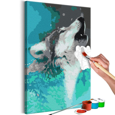 Kanva uz audekla "izkrāso pēc cipariem" - Howling Wolf 40x60 cm Artgeist