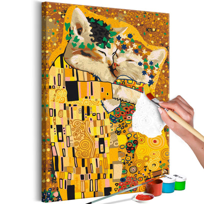 Kanva uz audekla "izkrāso pēc cipariem" - Kissing Cats 40x60 cm Artgeist