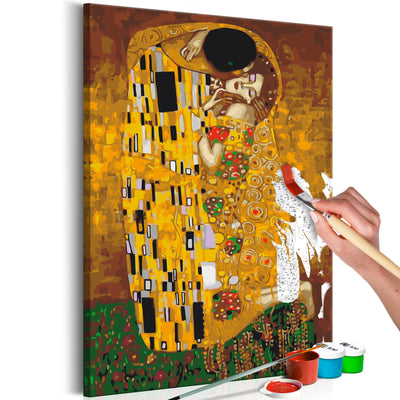 Kanva uz audekla "izkrāso pēc cipariem" - Klimt: The Kiss 40x60 cm Artgeist