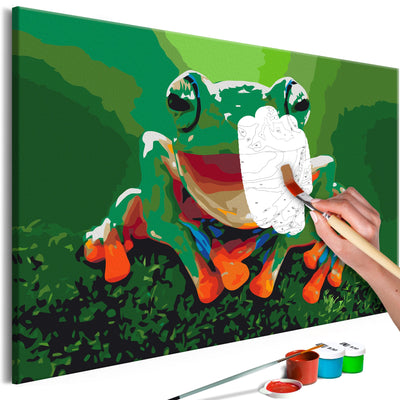 Kanva uz audekla "izkrāso pēc cipariem" - Laughing Frog 60x40 cm Artgeist