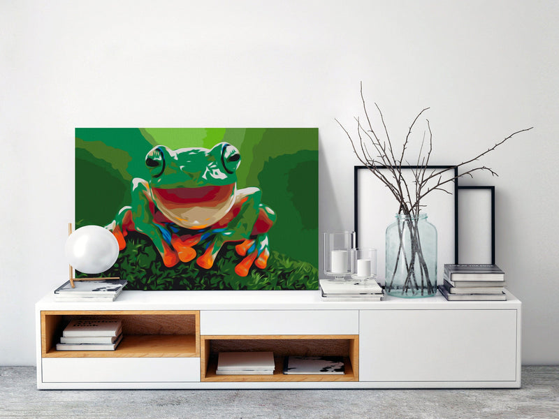 Kanva uz audekla "izkrāso pēc cipariem" - Laughing Frog 60x40 cm Artgeist
