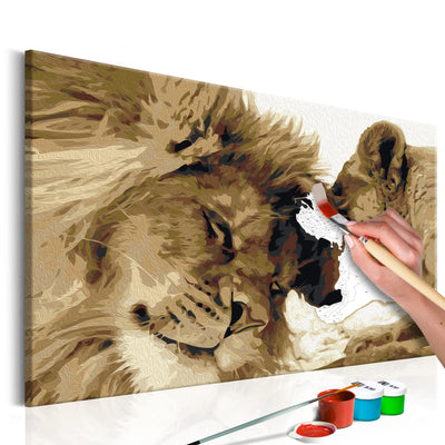 Kanva uz audekla "izkrāso pēc cipariem" - Lauvas mīlestībā 60x40 cm Artgeist