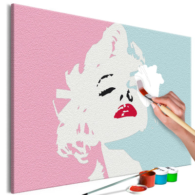 Kanva uz audekla "izkrāso pēc cipariem" - Marilyn in Pink 60x40 cm Artgeist