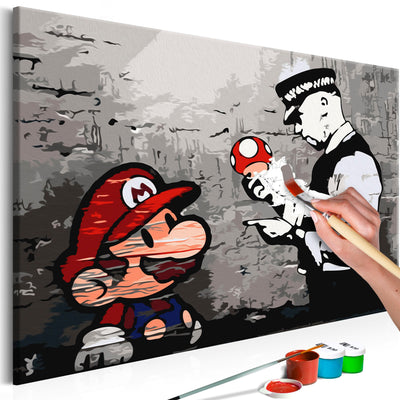 Kanva uz audekla "izkrāso pēc cipariem" - Mario (Banksy) 60x40 cm Artgeist