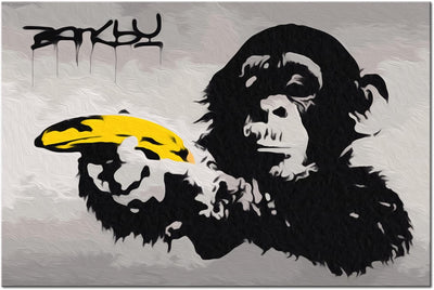 Kanva uz audekla "izkrāso pēc cipariem" - Mērkaķis (Banksy Street Art Graffiti) 60x40 cm n-A-0223-d-a