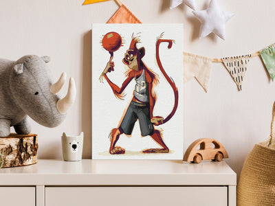 Kanva uz audekla "izkrāso pēc cipariem" - Monkey Basketball Player 40x60 cm Artgeist