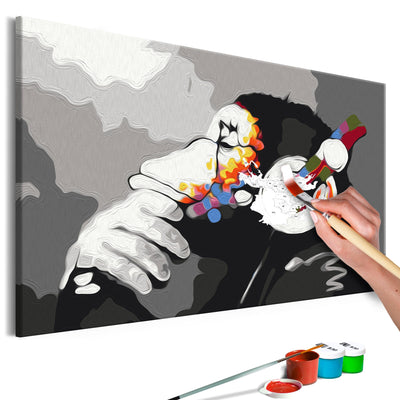 Kanva uz audekla "izkrāso pēc cipariem" - Monkey Contemplation 60x40 cm Artgeist