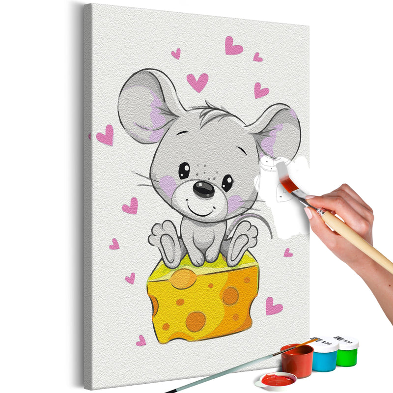 Kanva uz audekla "izkrāso pēc cipariem" - Mouse in Love 40x60 cm Artgeist