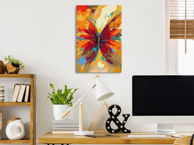 Kanva uz audekla "izkrāso pēc cipariem" - Multicolored Butterfly 40x60 cm Artgeist