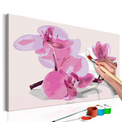 Kanva uz audekla "izkrāso pēc cipariem" - Orhidejas ziedi 60x40 cm Artgeist
