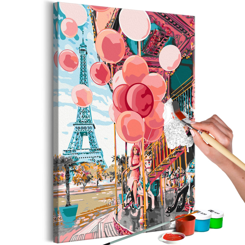 Kanva uz audekla "izkrāso pēc cipariem" - Paris Carousel 40x60 cm Artgeist