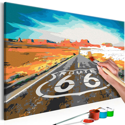 Kanva uz audekla "izkrāso pēc cipariem" - Route 66 (60x40 cm) Artgeist