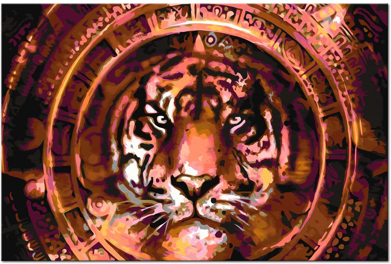Kanva uz audekla "izkrāso pēc cipariem" - Tīģeris un ornamenti 60x40 cm n-A-0538-d-a