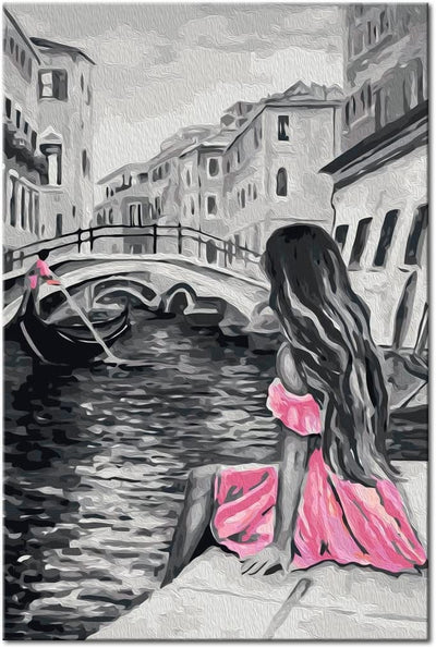 Kanva uz audekla "izkrāso pēc cipariem" - Venēcija (Meitene rozā kleitā) 40x60 cm n-A-0221-d-a