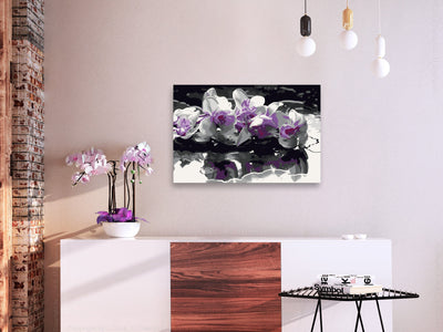Kanva uz audekla "izkrāso pēc cipariem" - Violetā orhideja 60x40 cm Artgeist