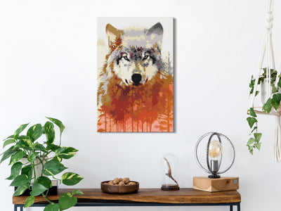 Kanva uz audekla "izkrāso pēc cipariem" - Wolf and Forest 40x60 cm Artgeist
