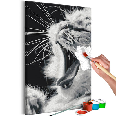 Kanva uz audekla "izkrāso pēc cipariem" - Yawning Kitten 40x60 cm Artgeist