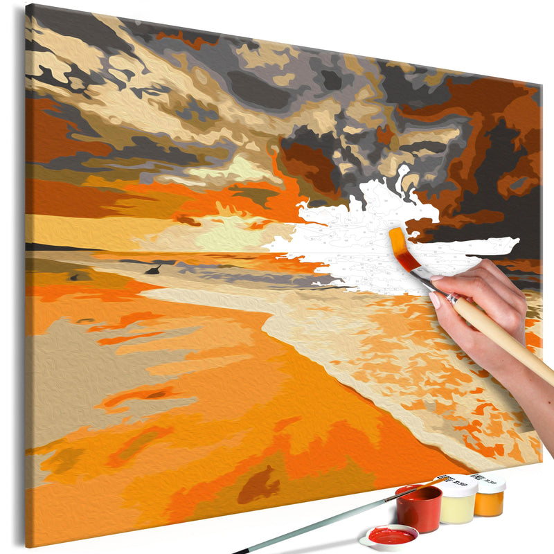 Kanva uz audekla "izkrāso pēc cipariem" - Zelta pludmale 60x40 cm Artgeist