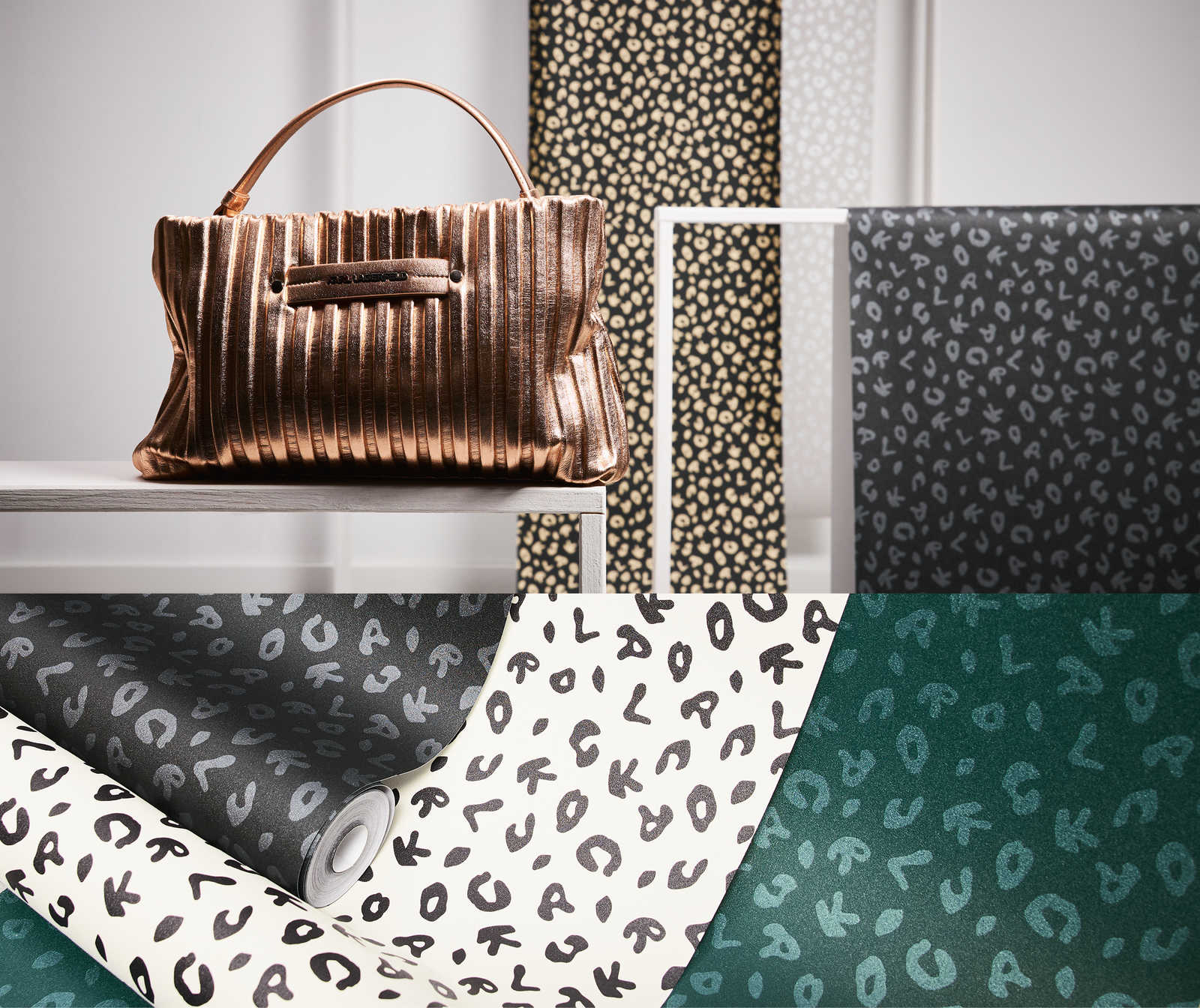 Karl LAGERFELD tapetes leoparda stilā, melns ar zeltu - 1343304 AS Creation