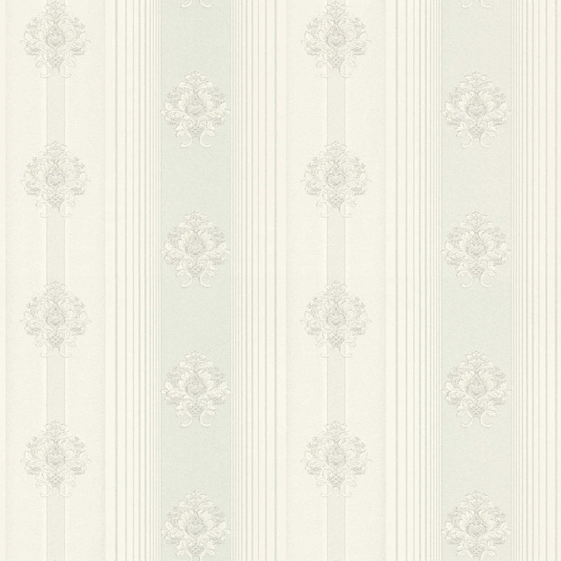 Klasiskā stila svītrainas ornamentālās tapetes, gaiši pelēkas, 1206133 AS Creation