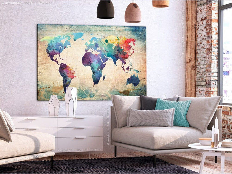 Krāsaina pasaules karte [Korķa tāfele] Tapetenshop.lv