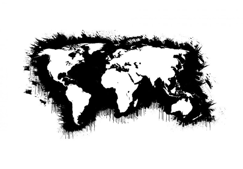 Lielformāta fototapetes ar melnbalta pasaules karti - Baltie kontinenti, melnie okeāni... 550x270 cm 550x270 cm 10070910-7-550x270