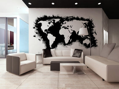 Lielās, lielformāta fototapetes ar melnbalta pasaules karti - Baltie kontinenti, melnie okeāni... 550x270 cm G-ART