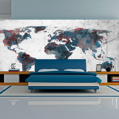 Lielformāta fototapetes - Pasaules karte pie sienas (550x270 cm) G-ART