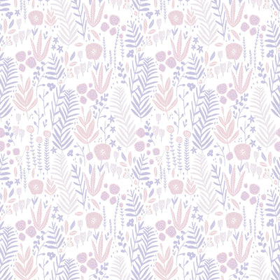 Girls room wallpaper with flowers - purple, pink, white, 1350375 Without PVC AS Creation