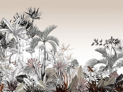 Melnbaltas fototapetes ar palmām, 2500013 (400x300 cm) RASCH