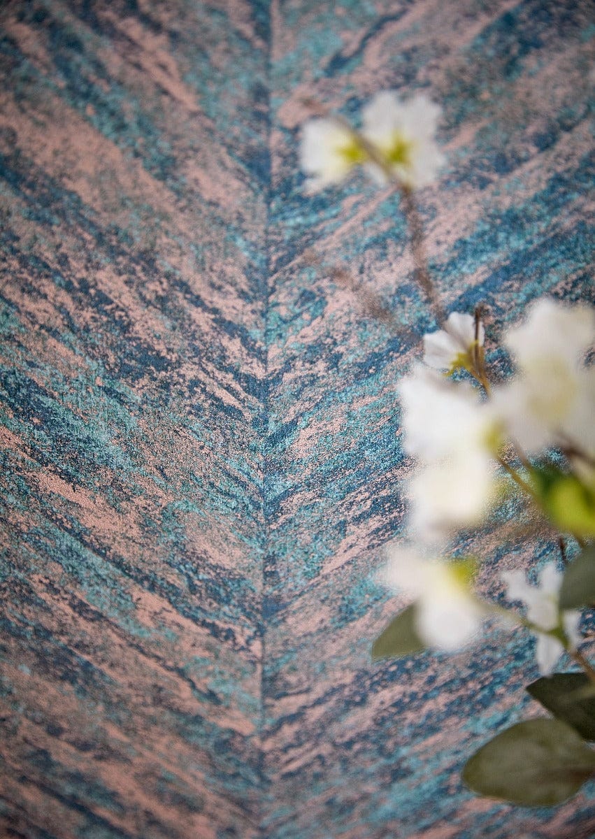 Modernas tapetes RASCH ar perlamutra izskatu tirkīzā krāsā RASCH