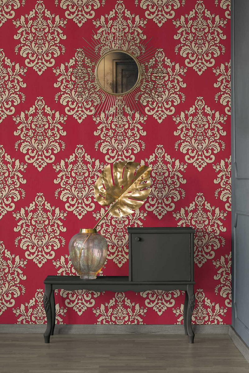 Ornamenta tapetes sarkanā krāsā ar krekinga efektu, 1232673 AS Creation