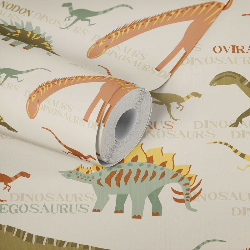 Papīra tapetes ar dinosauriem 93633-1, bēšos toņos  AS Creation