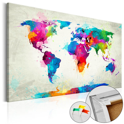 Pasaules karte: Krāsu sprādziens [Korķa tāfele]