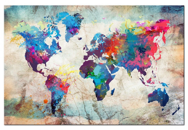 Pasaules karte: krāsu trakums [Korķa tāfele] Tapetenshop.lv