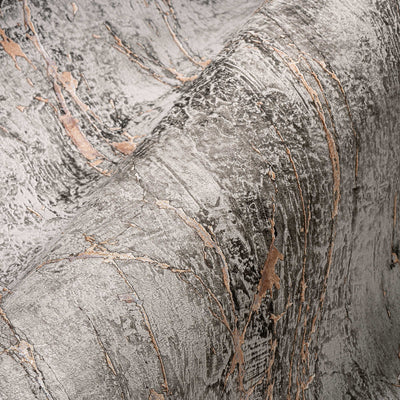 Pelēkas marmora tapetes ar metālisku efektu 1366116 AS Creation