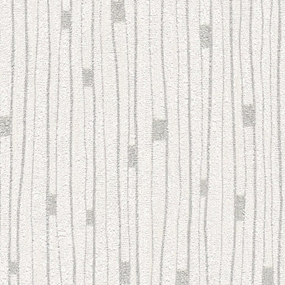 Retro tapetes 50. gada stilā ar līnijveida rakstu baltā krāsā,  1366175 AS Creation