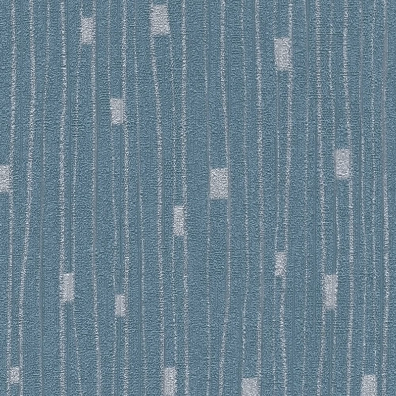 Retro tapetes 50. gada stilā ar līnijveida rakstu zilā krāsā, 1366176 AS Creation