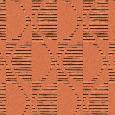 Retro tapetes ar apļa un rombveida rakstu oranžā krāsā, 1334000 AS Creation