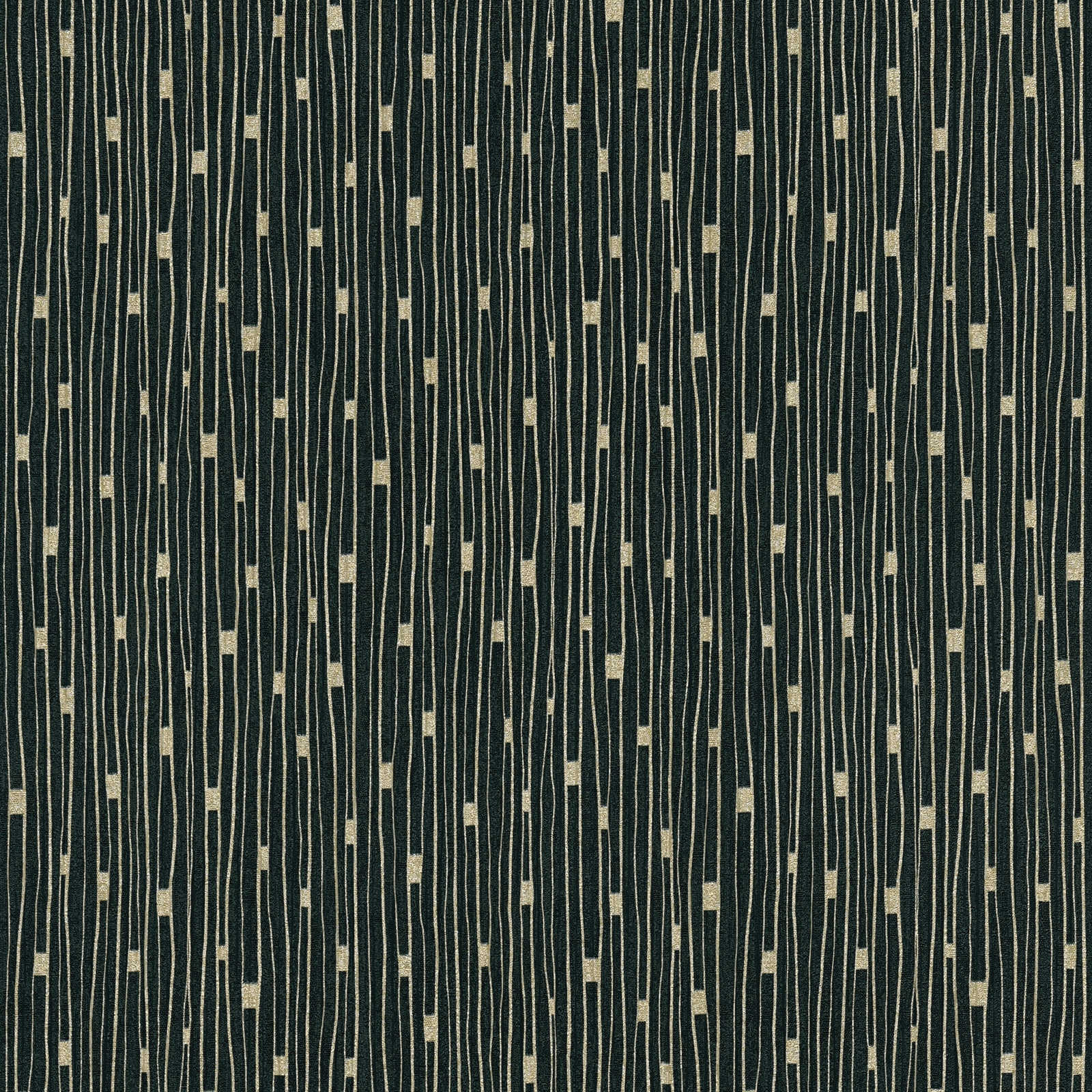 Retro tapetes ar līnijveida rakstu melnā un zeltā krāsā, 388224 AS Creation