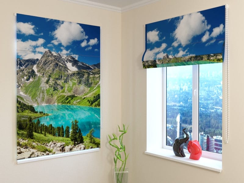Romiešu žalūzijas ar skatu uz kalniem - Pasakains dabas skaistums Digital Textile