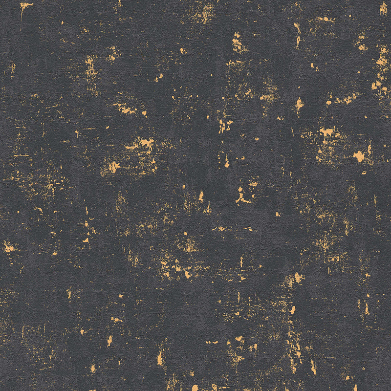 Strukturētas melnas tapetes ar zelta elementiem, 702576 AS Creation