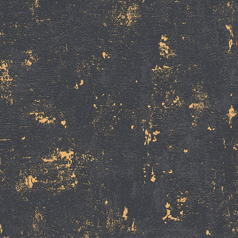 Strukturētas melnas tapetes ar zelta elementiem, 702576 AS Creation