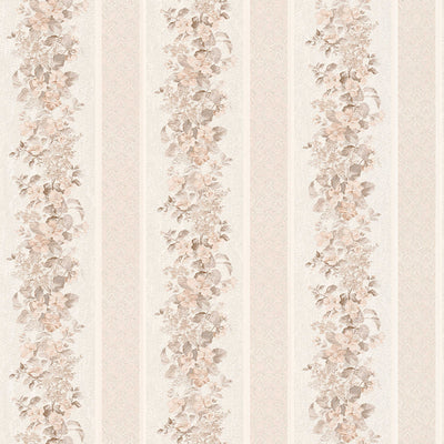 Dryžuoti tapetai su klasikiniu gėlių raštu - kreminė, smėlio spalvos 3521474 AS Creation
