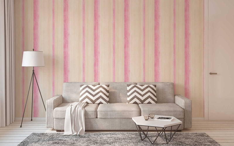 Svītrainas tapetes - smilšu un rozā krāsā 1240666 (ir uz vietas) AS Creation