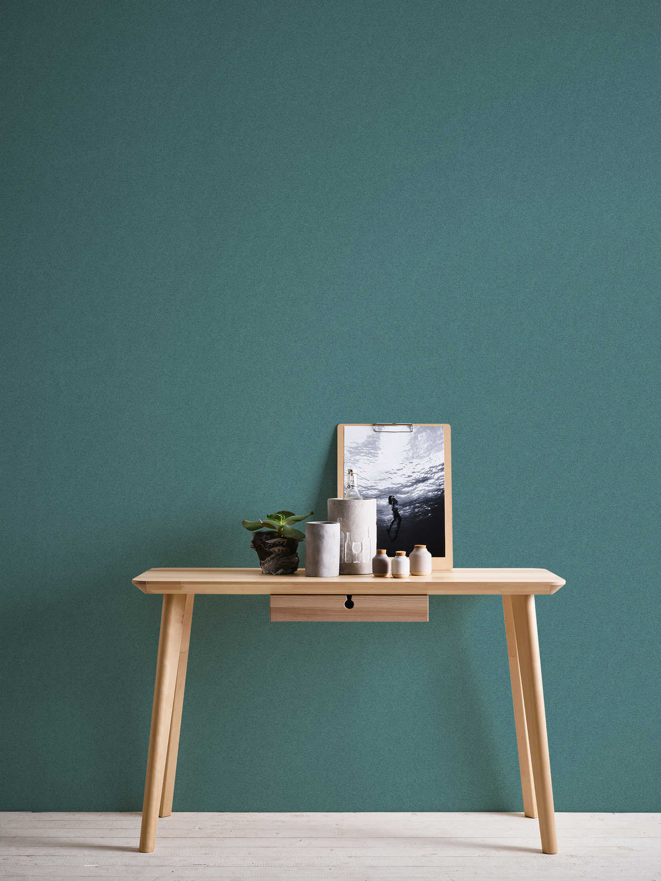 Zaļas teksturētas tapetes ar linu izskatu 375562 AS Creation